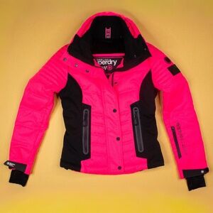 SuperDry Snow Luxe Pink Puffer Jacket Women's Size 4